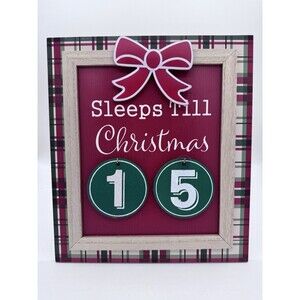 Christmas Countdown Wooden Stand Up Frame Calendar Holiday Decor